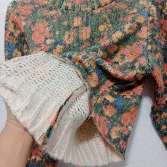 SOLD Zara Women's Floral Wool Blend Knit Cropped Sweater size M - Picture 10 of 10